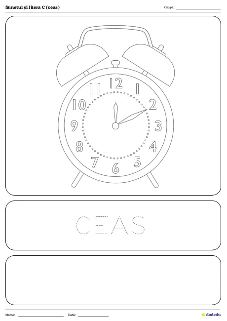 Fișă Sunetul și litera C (ceas)