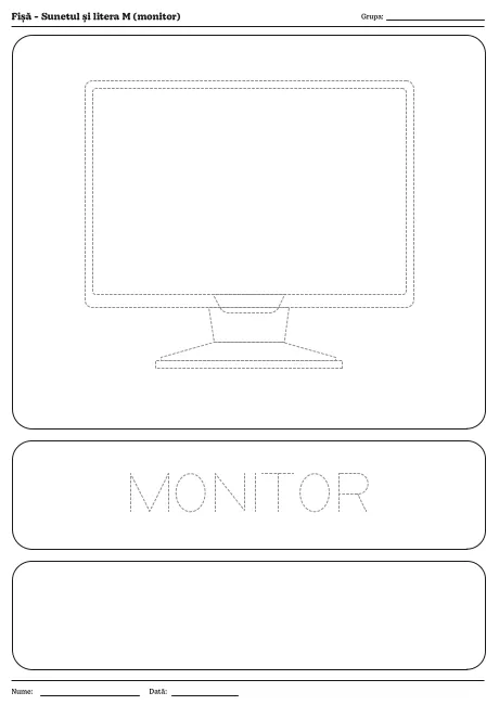 Fișă - Sunetul și litera M ( monitor )