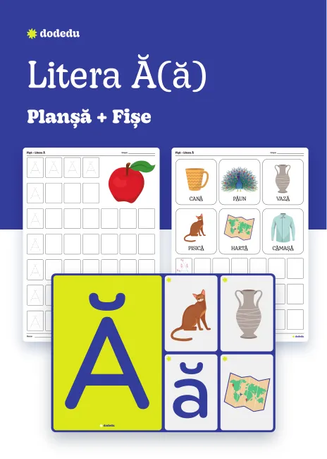 Litera A(a) cu căciulă - Set Planșă+Fișe