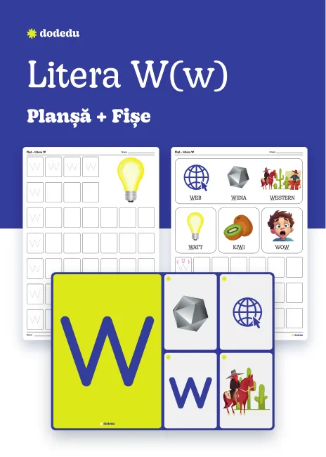 Litera W(w) - Set Planșă+Fișe