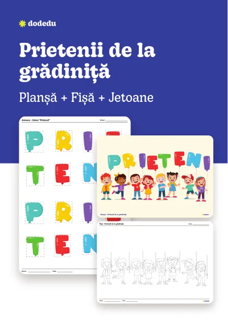 Prietenii de la gradiniță - Set Planșă+Fișă+Jetoane