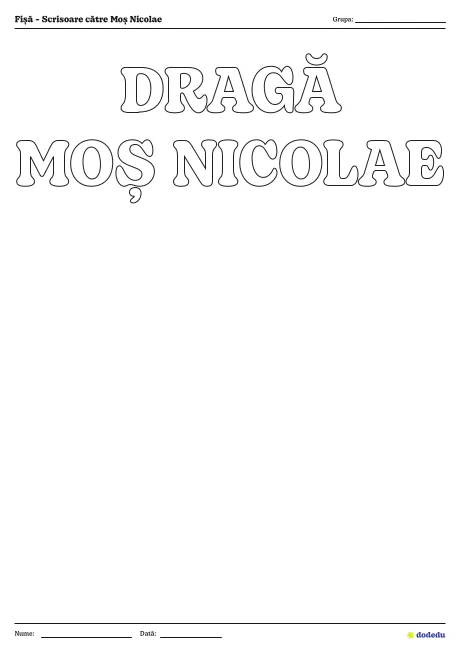 Fișă - Scrisoare către Moș Nicolae