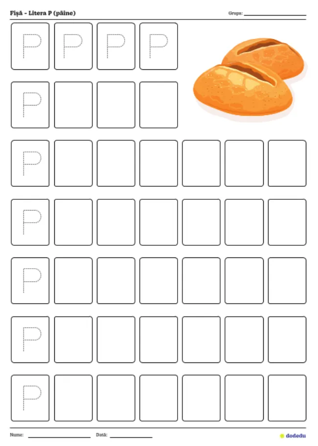Fișă - Litera P (pâine)