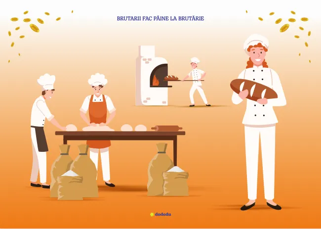 Planșă - Brutarii fac pâine la brutărie