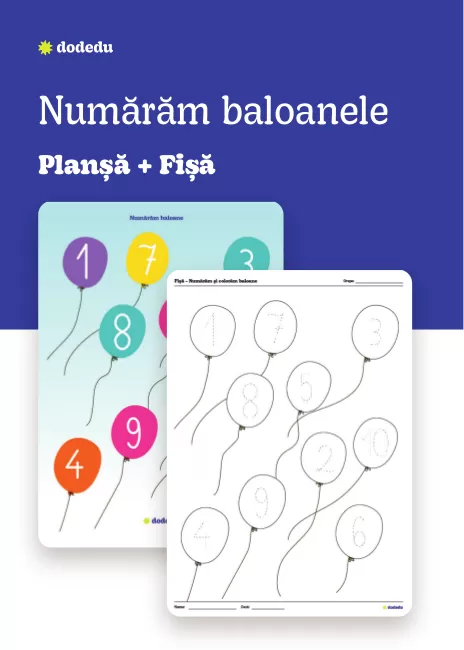 Numărăm baloanele - Set Planșă+Fișă