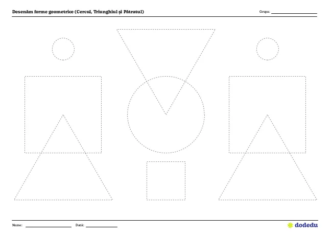 Fișă - Desenăm forme geometrice (Cercul, Triunghiul și Pătratul)
