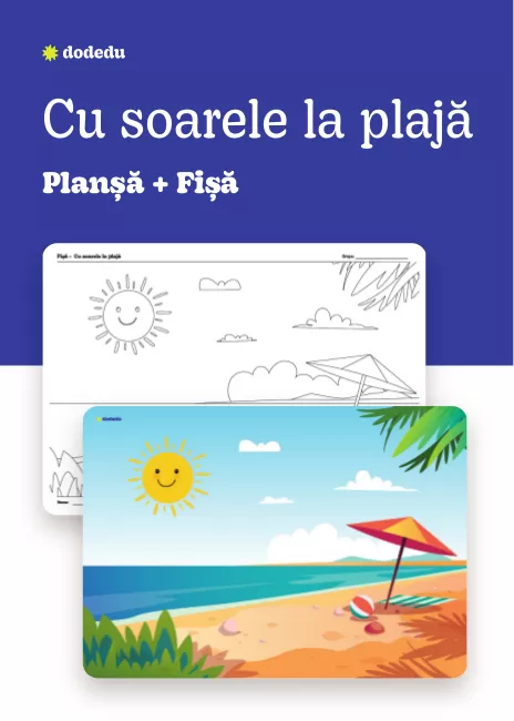 Cu soarele la plajă  - Set Planșă+Fișă