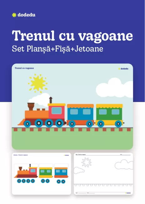 Trenul cu vagoane - Set Planșă+Fișă+Jetoane
